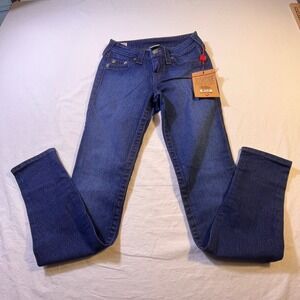 True Religion Womens Skinny Jeans Halle Super Skinny High Rise Blue Size 26 NWT